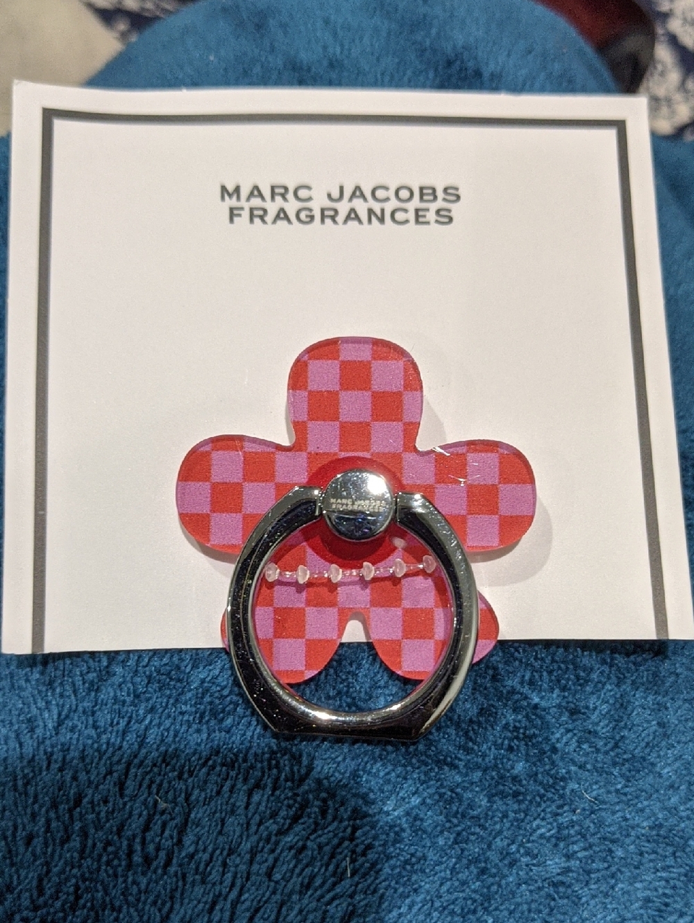 Marc Jacobs Pink Checkered Flower Phone Ring Holder